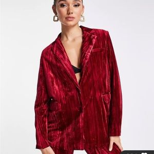 ASOS Extro & Vert oversized blazer in ruby red velvet